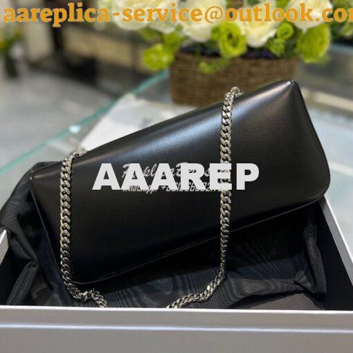 Replica Celine Chain Bag Triomphe In Shiny Calfskin 197413 Black with 9