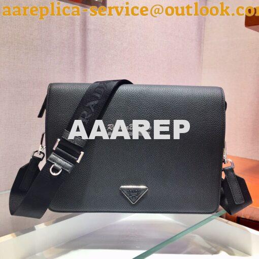 Replica Prada Leather Cross-Body Bag 2VD012 Black