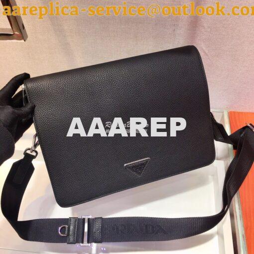 Replica Prada Leather Cross-Body Bag 2VD012 Black 2