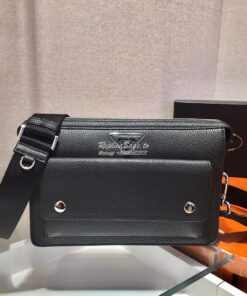 Replica Prada Leather Cross-Body Bag 2VH091 Black