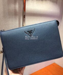 Replica Prada Leather Clutch 2VF001 Blue 2