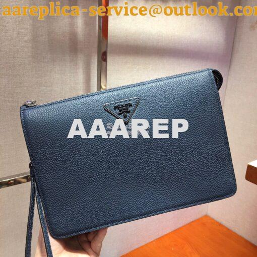 Replica Prada Leather Clutch 2VF001 Blue 2