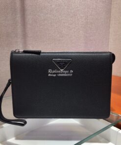 Replica Prada Leather Clutch 2VF001 Black