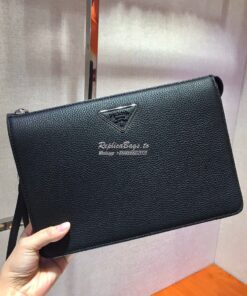 Replica Prada Leather Clutch 2VF001 Black 2