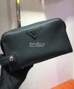 Replica Prada Leather Clutch 2VF027 Black