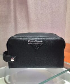 Replica Prada Leather Clutch 2VF027 Black 2