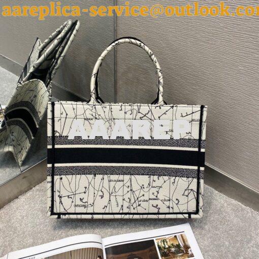 Replica Dior Book Tote M1286 Latte Multicolor Dior Zodiac Embroidery 14