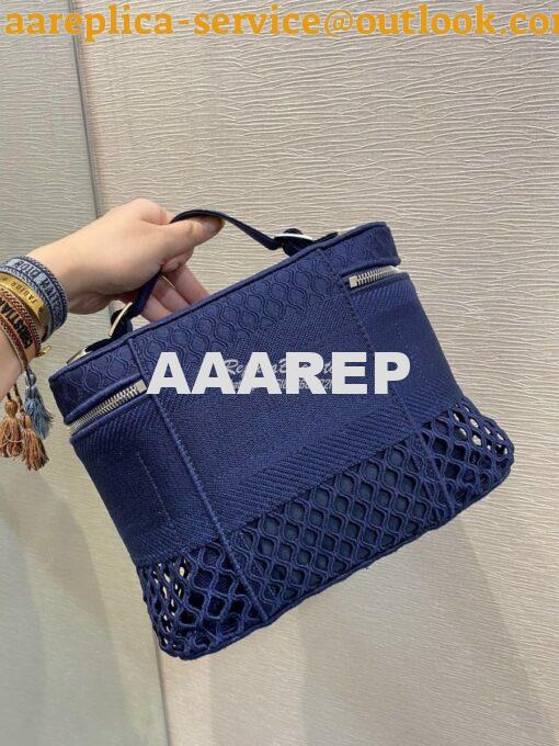 Replica Dior DiorTravel Vanity Case Bag S5480 Blue Mesh Embroidery 4