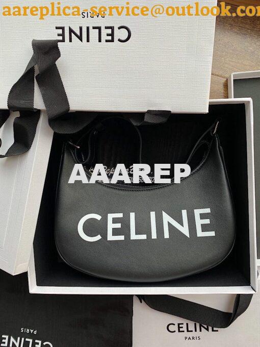 Replica Celine Ava Bag in Smooth Calfskin with Logo Print 193953 Black