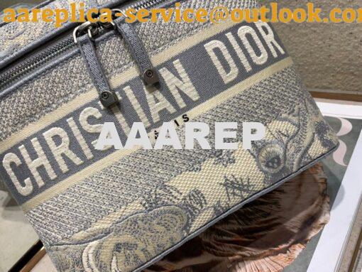 Replica Dior DiorTravel Vanity Case Bag S5480 Gray Toile de Jouy Embro 6