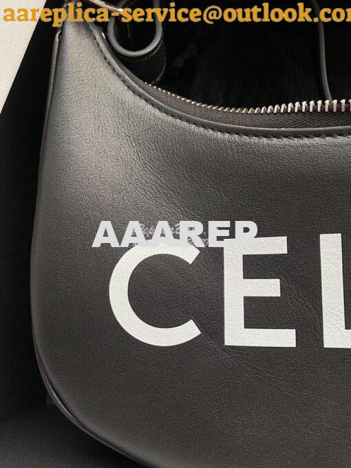 Replica Celine Ava Bag in Smooth Calfskin with Logo Print 193953 Black 6