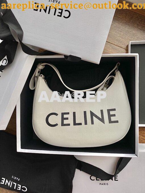 Replica Celine Ava Bag in Smooth Calfskin with Logo Print 193953 White