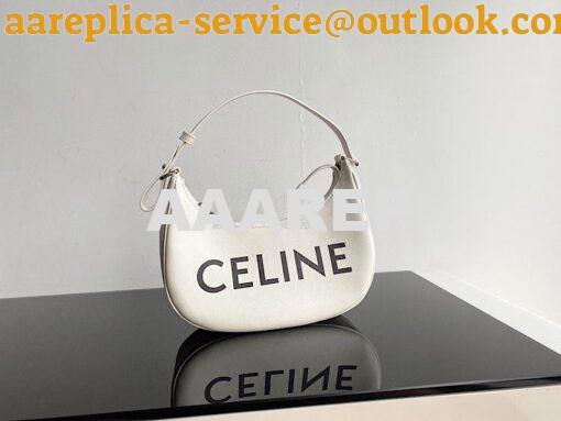 Replica Celine Ava Bag in Smooth Calfskin with Logo Print 193953 White 4