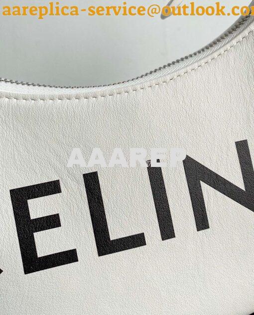 Replica Celine Ava Bag in Smooth Calfskin with Logo Print 193953 White 6