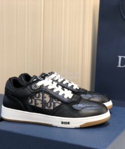 Replica Dior B27 Low-Top Sneaker Black Smooth Calfskin with Dior Obliq