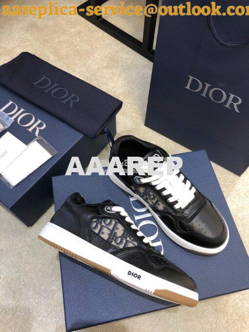 Replica Dior B27 Low-Top Sneaker Black Smooth Calfskin with Dior Obliq 2