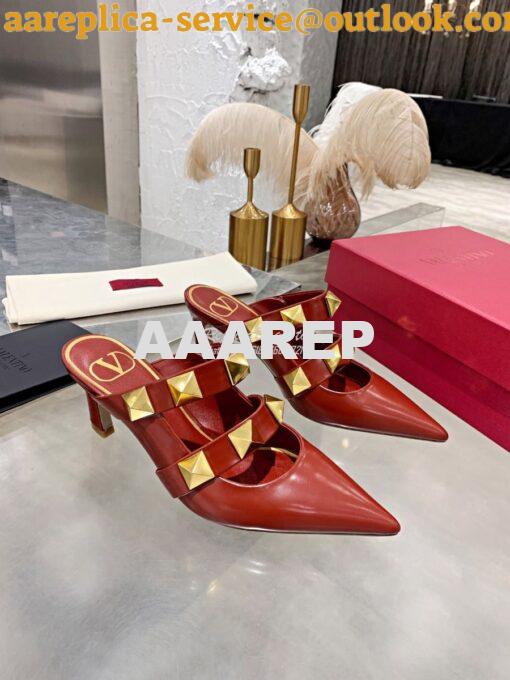 Replica Valentino Roman Stud Mule In Calfskin 65mm VW2S0BK9 Red