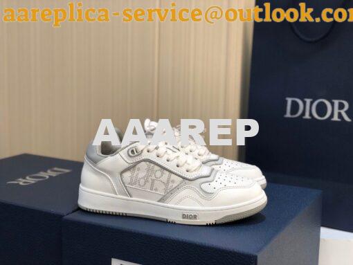 Replica Dior B27 Low-Top Sneaker White and Gray Smooth Calfskin with W