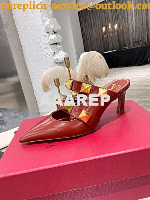 Replica Valentino Roman Stud Mule In Calfskin 65mm VW2S0BK9 Red 2