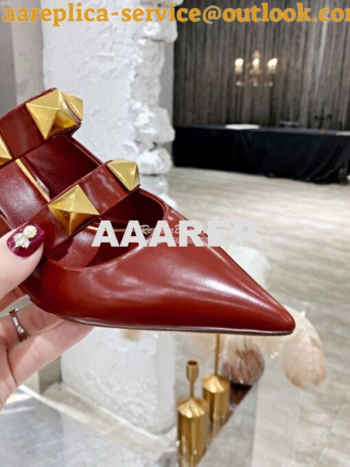 Replica Valentino Roman Stud Mule In Calfskin 65mm VW2S0BK9 Red 5