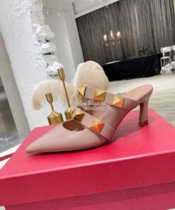 Replica Valentino Roman Stud Mule In Calfskin 65mm VW2S0BK9 Rose Canne