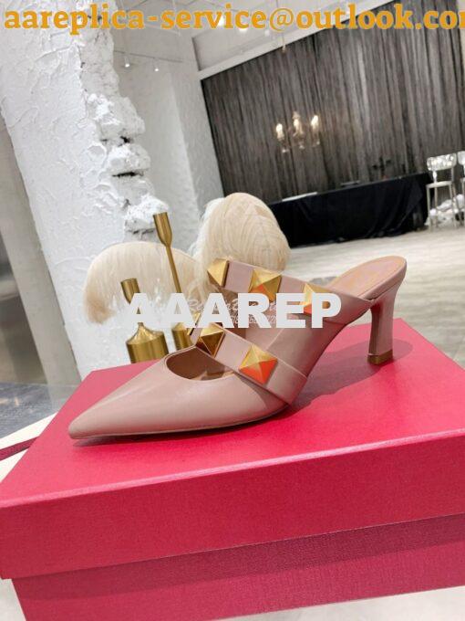 Replica Valentino Roman Stud Mule In Calfskin 65mm VW2S0BK9 Rose Canne