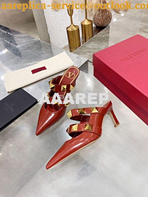 Replica Valentino Roman Stud Mule In Calfskin 65mm VW2S0BK9 Red 6