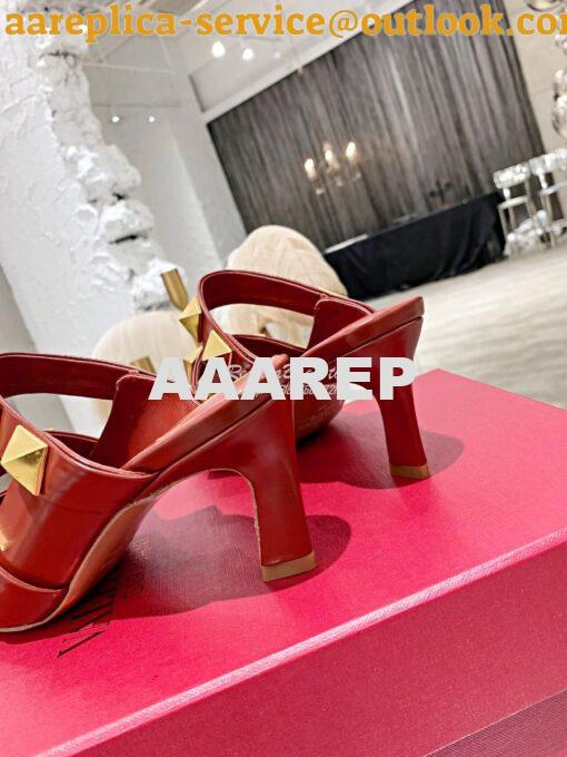 Replica Valentino Roman Stud Mule In Calfskin 65mm VW2S0BK9 Red 7