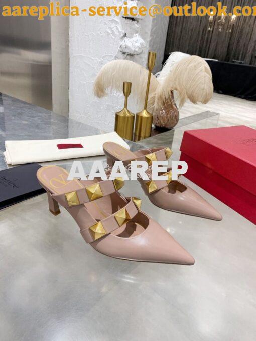 Replica Valentino Roman Stud Mule In Calfskin 65mm VW2S0BK9 Rose Canne 5