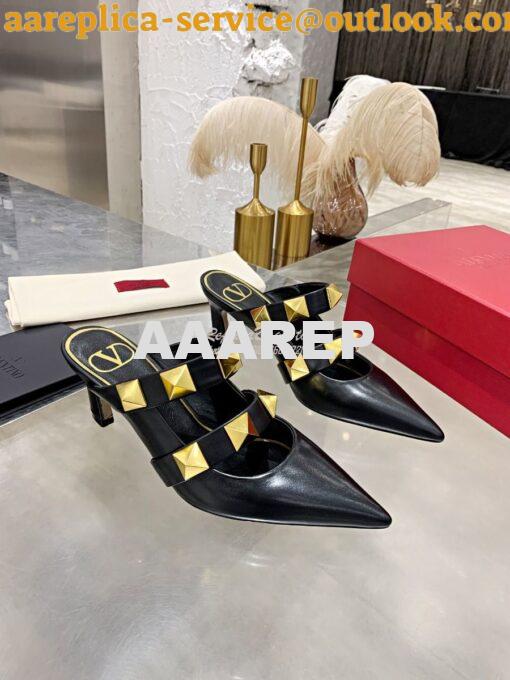 Replica Valentino Roman Stud Mule In Calfskin 65mm VW2S0BK9 Black