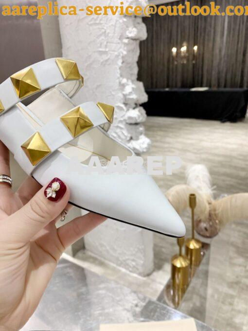 Replica Valentino Roman Stud Flat Mule In Calfskin VW2S0BK8 Ivory 5