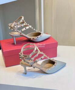 Replica Valentino Garavani Rockstud Caged Pump 65mm BabyBlue 2