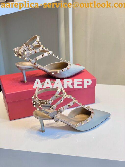 Replica Valentino Garavani Rockstud Caged Pump 65mm BabyBlue 2