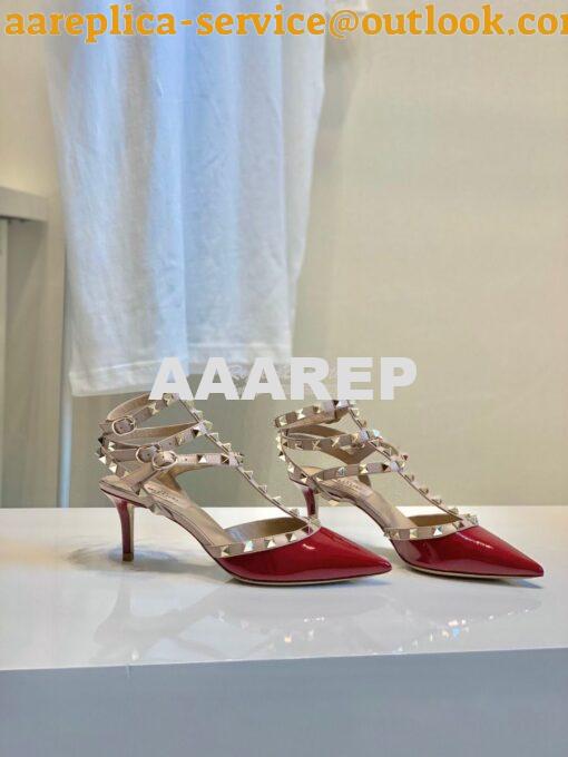 Replica Valentino Garavani Rockstud Caged Pump 65mm Wine 3