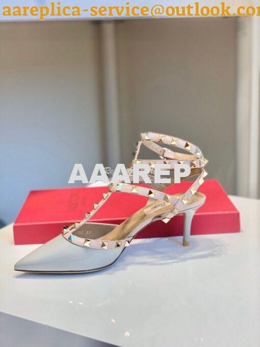 Replica Valentino Garavani Rockstud Caged Pump 65mm BabyBlue 7