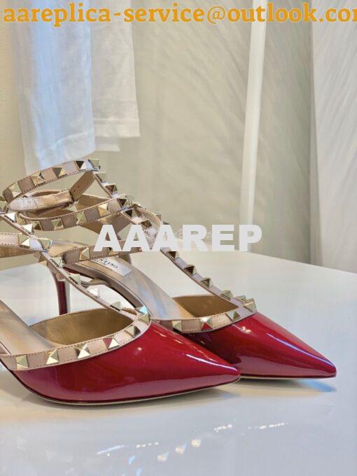 Replica Valentino Garavani Rockstud Caged Pump 65mm Wine 8