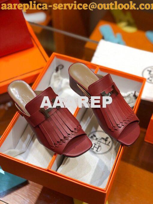 Replica Hermes Alma Sandal 2.2'' Heel H201094 Wine 4