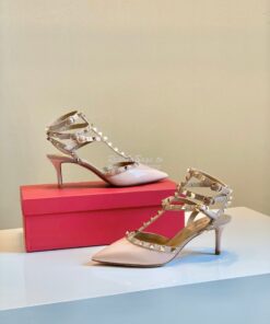 Replica Valentino Garavani Rockstud Caged Pump 65mm Pink 2