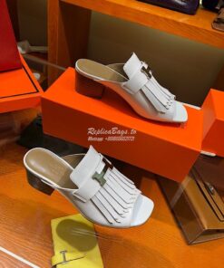 Replica Hermes Alma Sandal 2.2'' Heel H201094 White 2