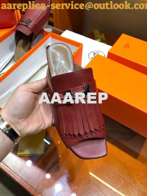 Replica Hermes Alma Sandal 2.2'' Heel H201094 Wine 6