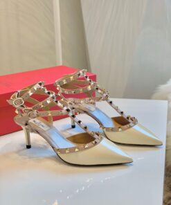 Replica Valentino Garavani Rockstud Caged Pump 65mm Ivory