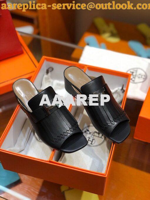 Replica Hermes Alma Sandal 2.2'' Heel H201094 Black 2