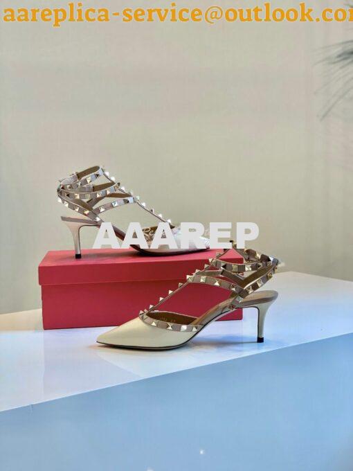 Replica Valentino Garavani Rockstud Caged Pump 65mm Ivory 3