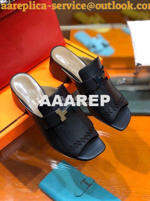 Replica Hermes Alma Sandal 2.2'' Heel H201094 Black 6