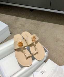 Replica Dior Jardin Thong Sandal KCQ417 Calfskin Beige