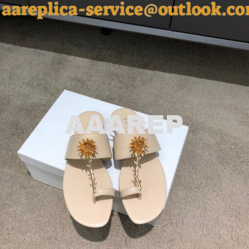 Replica Dior Jardin Thong Sandal KCQ417 Calfskin Beige 2