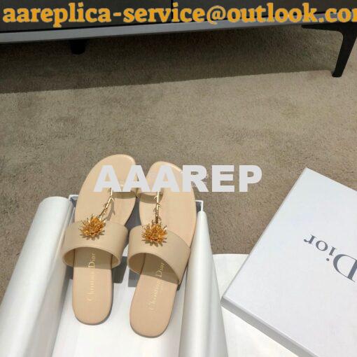 Replica Dior Jardin Thong Sandal KCQ417 Calfskin Beige 4