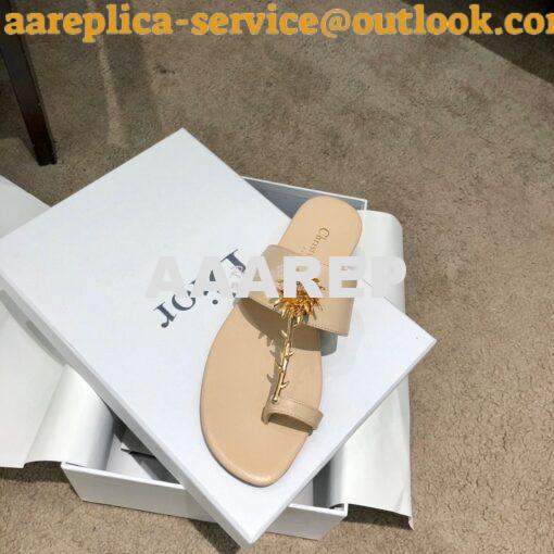 Replica Dior Jardin Thong Sandal KCQ417 Calfskin Beige 5