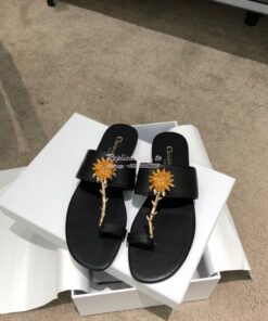 Replica Dior Jardin Thong Sandal KCQ417 Calfskin Black 2