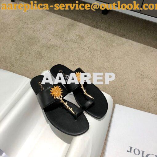 Replica Dior Jardin Thong Sandal KCQ417 Calfskin Black 3